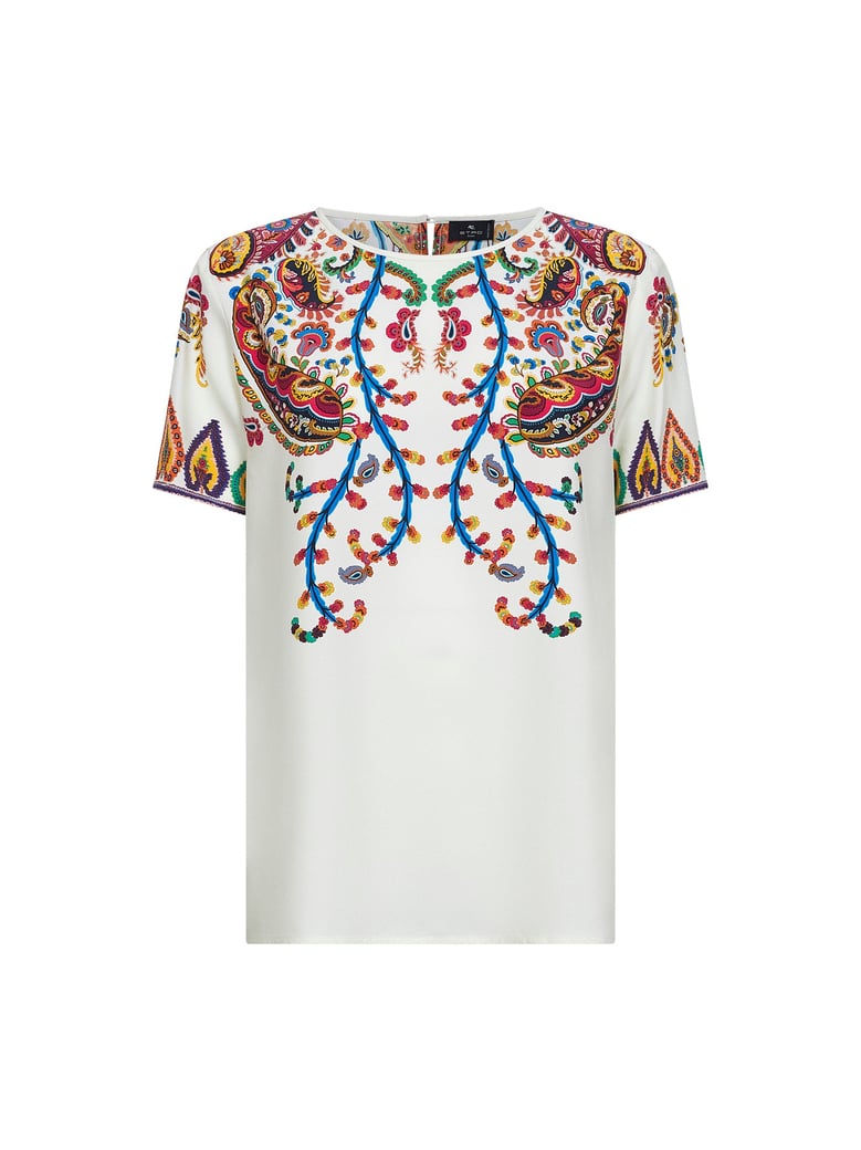 floral paisley-printed silk t-shirt by Selfnex