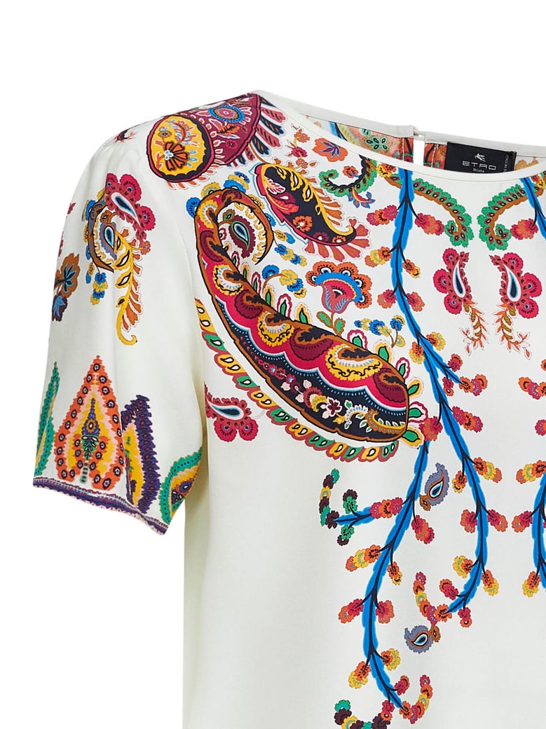 floral paisley-printed silk t-shirt by Selfnex