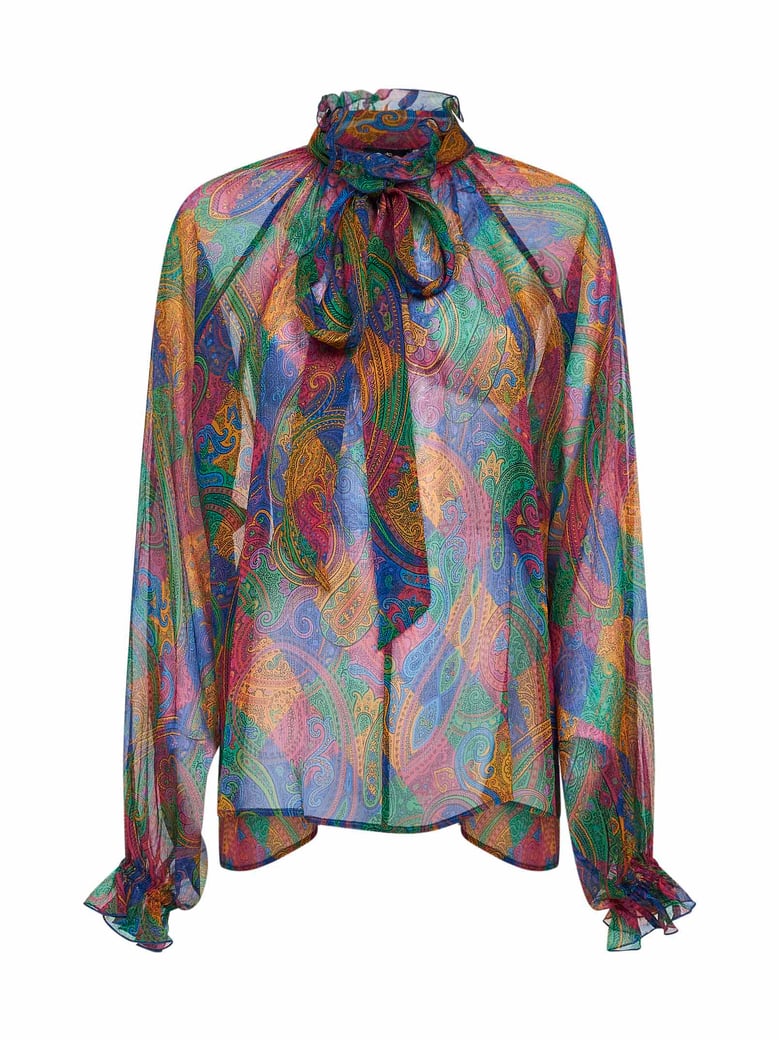 geometric paisley-pattern silk crepon blouse by Selfnex