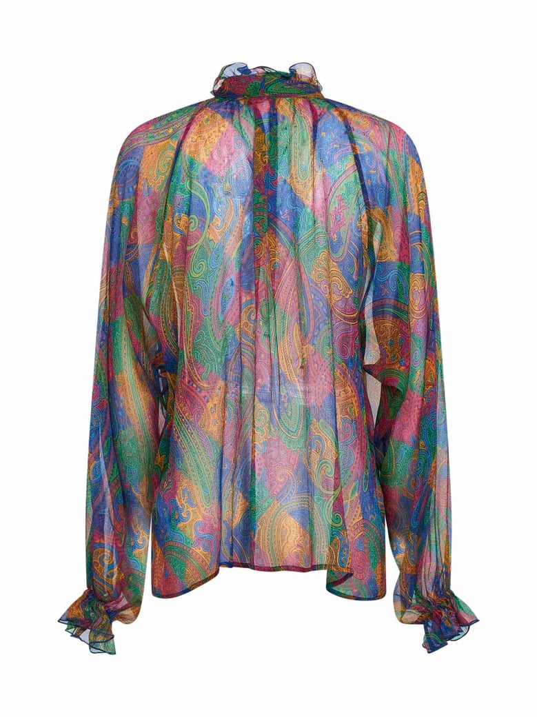 geometric paisley-pattern silk crepon blouse by Selfnex
