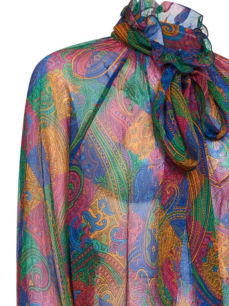 geometric paisley-pattern silk crepon blouse by Selfnex