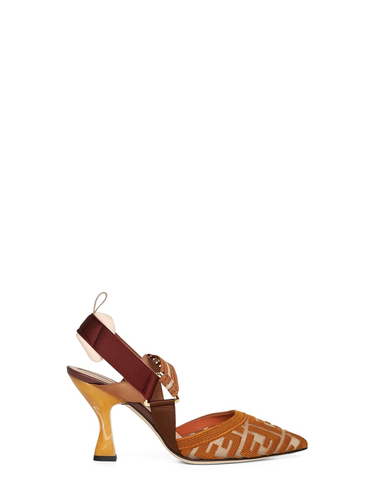brown ff fabric colibrì slingback pumps by Selfnex