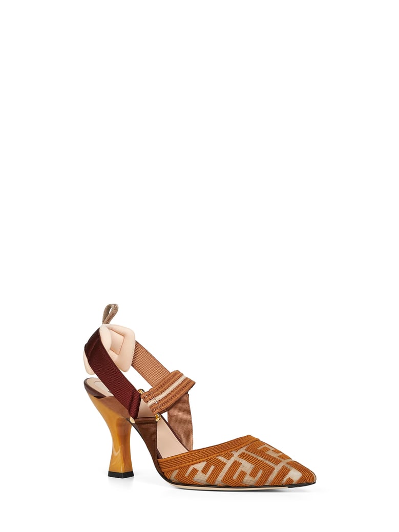 brown ff fabric colibrì slingback pumps by Selfnex