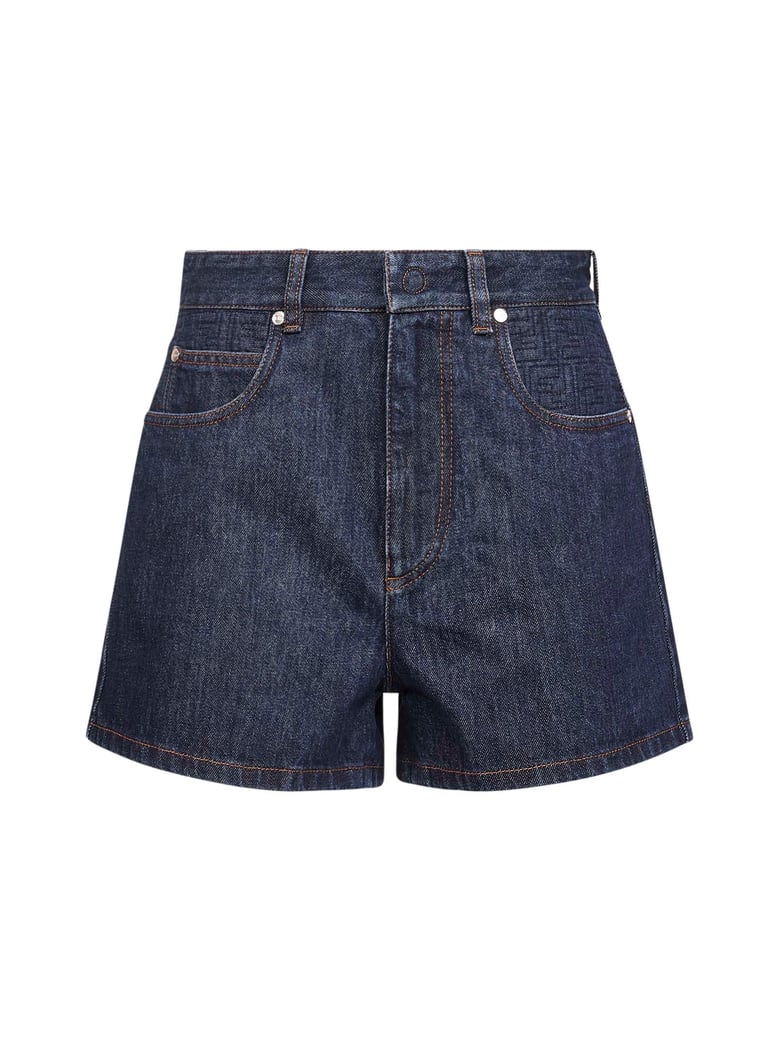 dark blue stretch cotton denim shorts by Selfnex