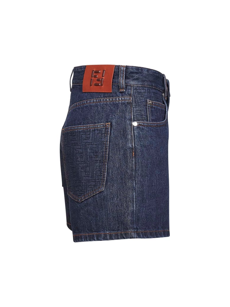 dark blue stretch cotton denim shorts by Selfnex