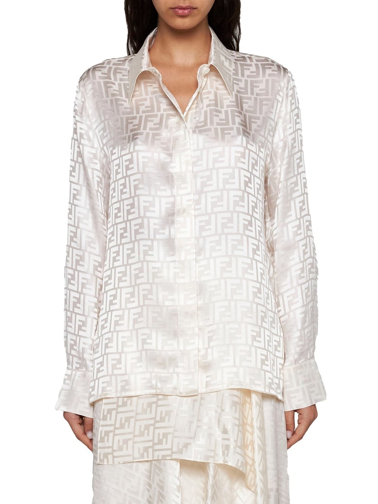 white ff silk shirt by Selfnex