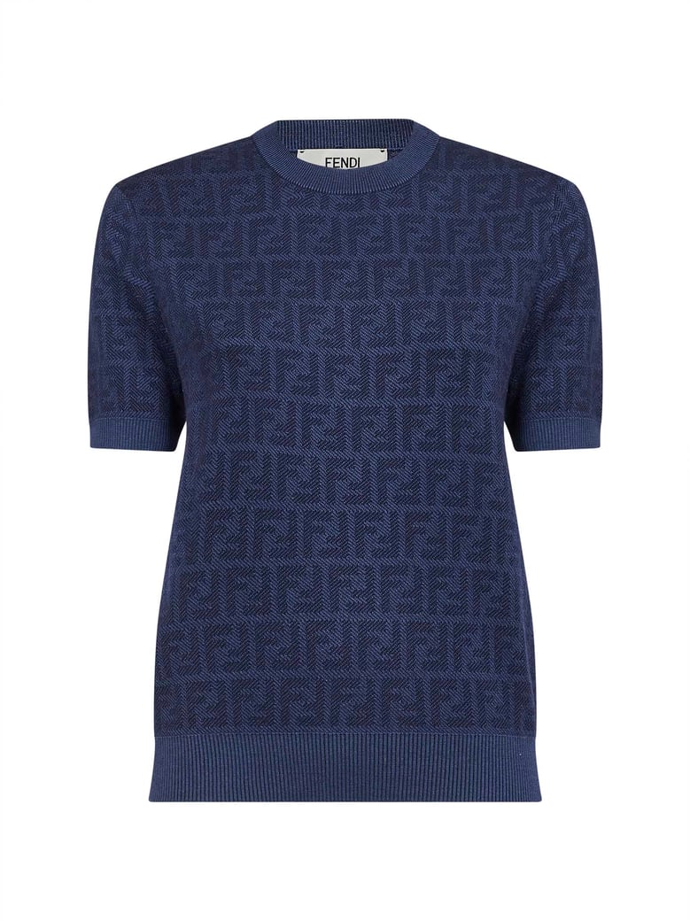 denim blue wool crewneck jumper by Selfnex
