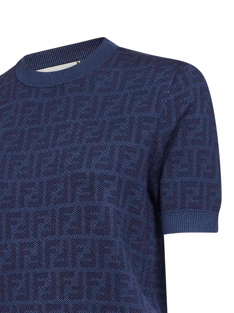 denim blue wool crewneck jumper by Selfnex