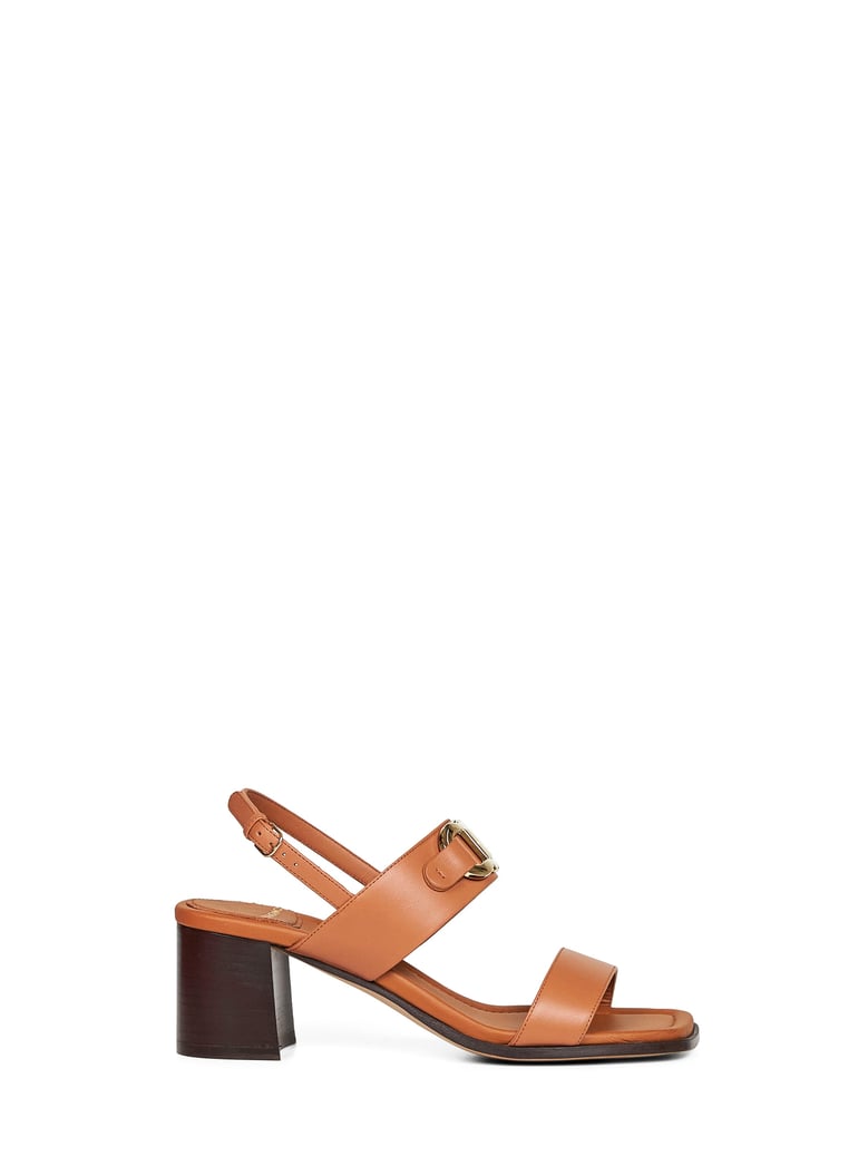 tan gancini ornament sandals by Selfnex