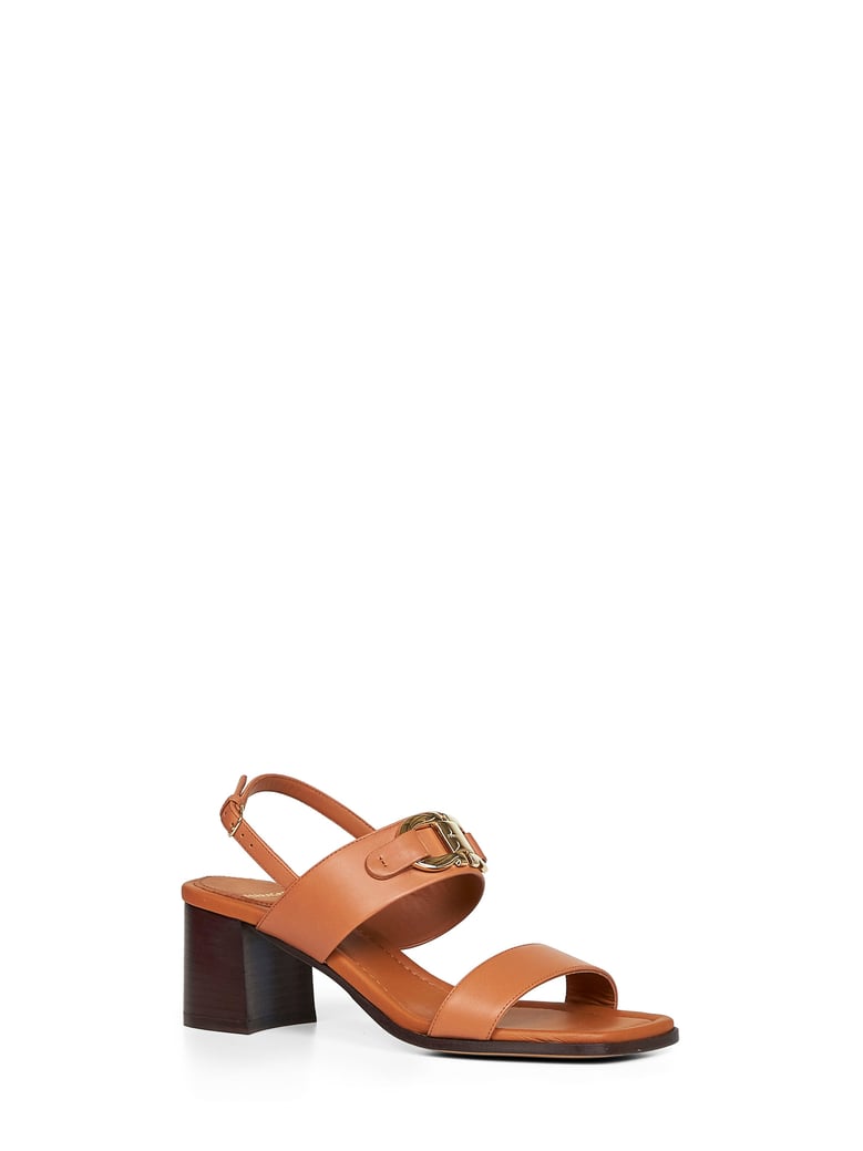 tan gancini ornament sandals by Selfnex
