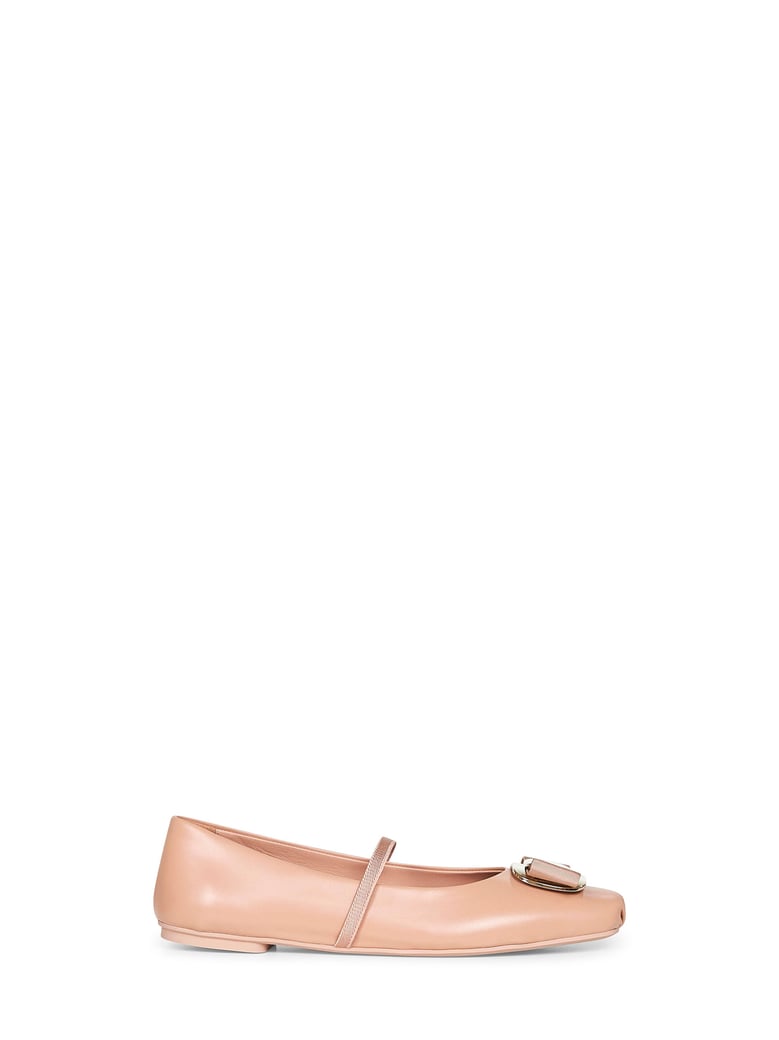 new vara plate ballet flats in nude nappa leather by Selfnex