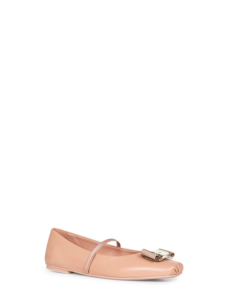 new vara plate ballet flats in nude nappa leather by Selfnex