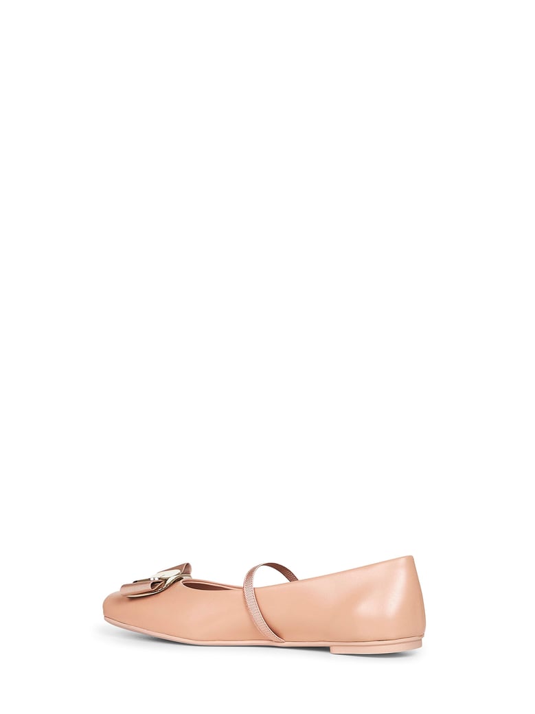 new vara plate ballet flats in nude nappa leather by Selfnex