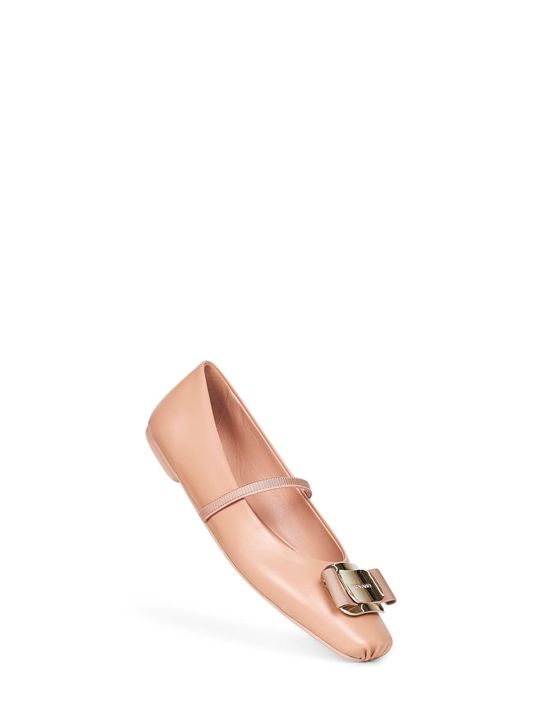 new vara plate ballet flats in nude nappa leather by Selfnex