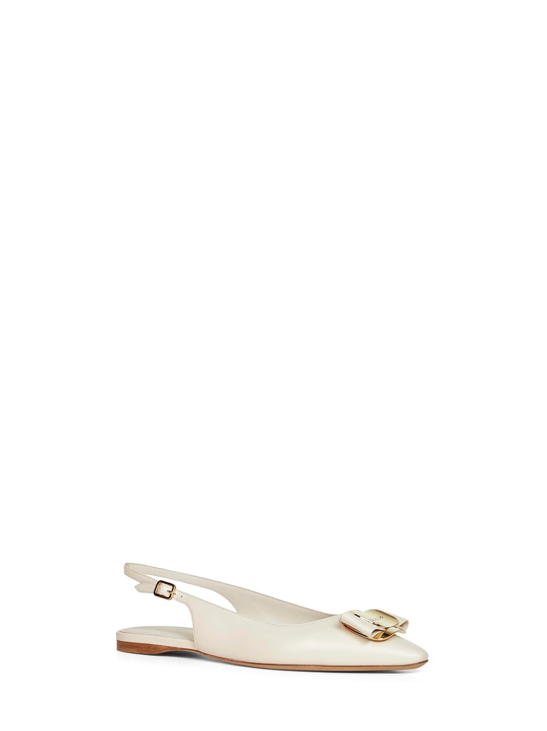 mascarpone flat slingbacks with vara plate by Selfnex
