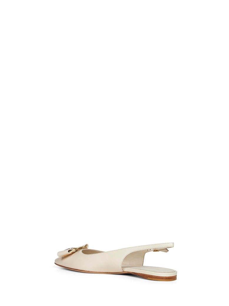 mascarpone flat slingbacks with vara plate by Selfnex