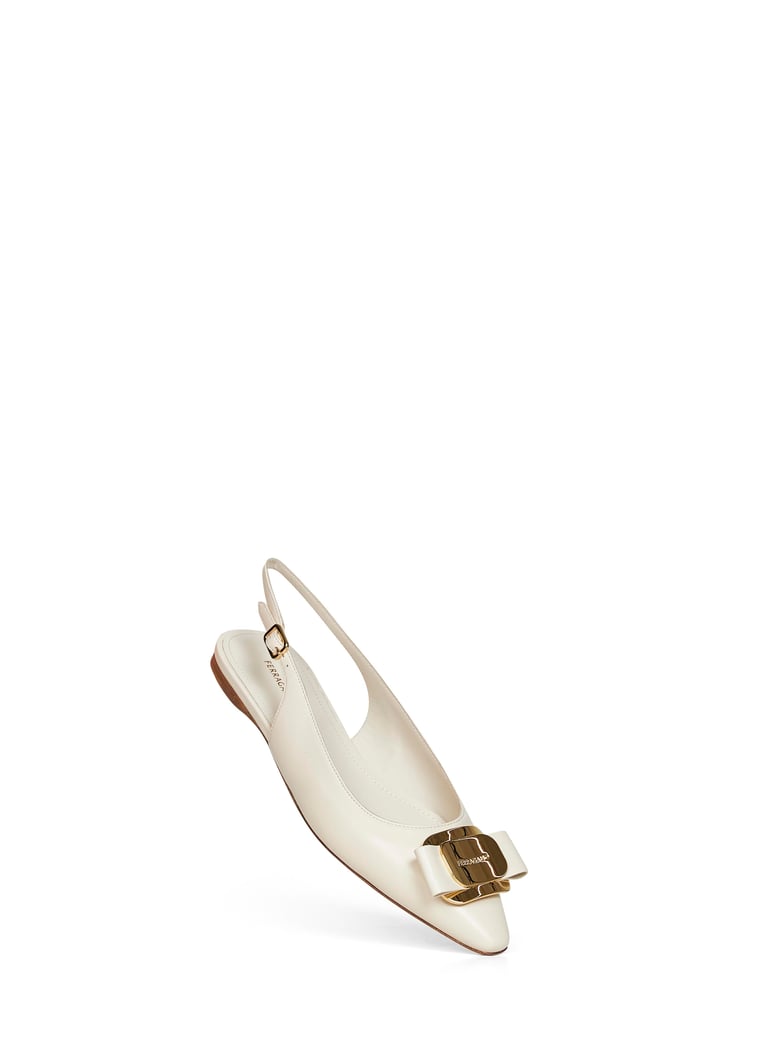 mascarpone flat slingbacks with vara plate by Selfnex