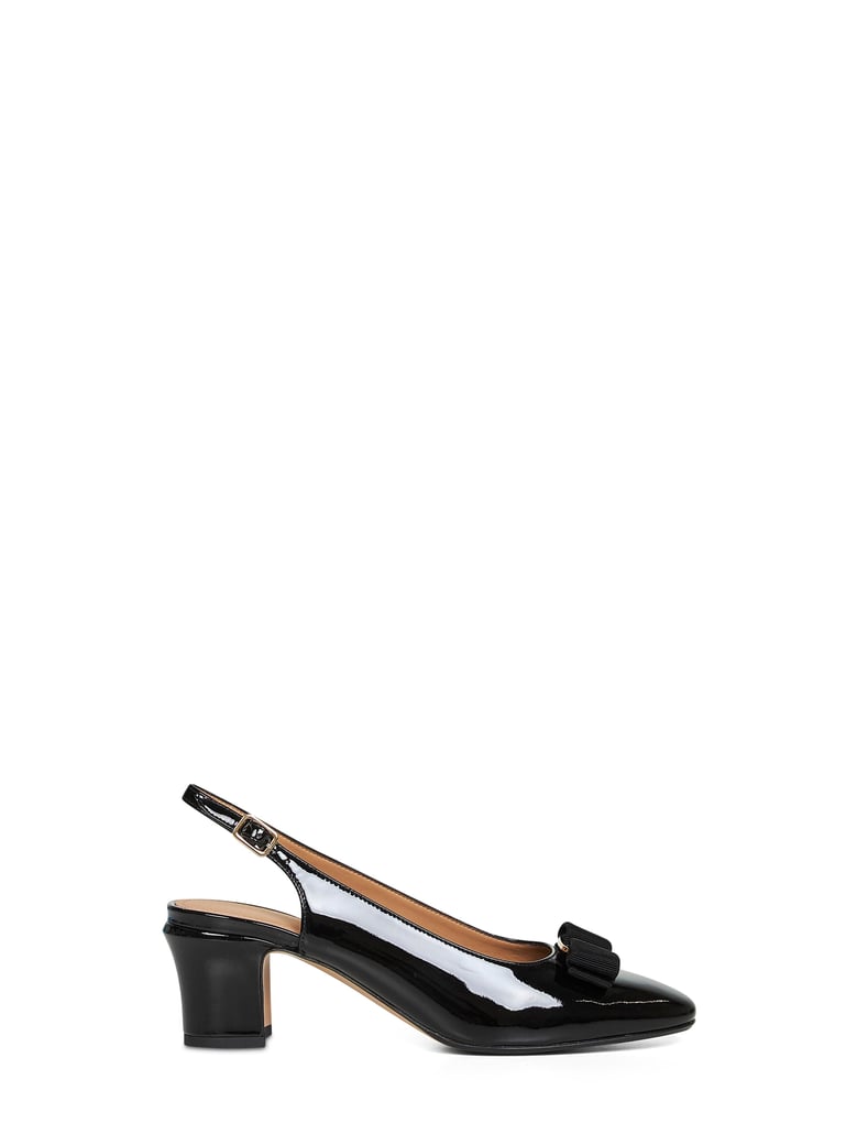 black vara bow slingback pumps by Selfnex