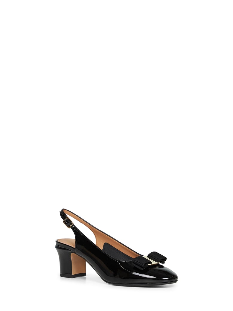 black vara bow slingback pumps by Selfnex