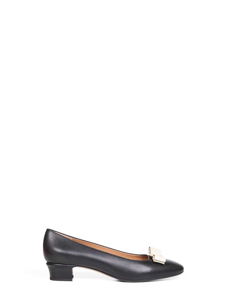black and mascarpone leather vara bow pumps by Selfnex