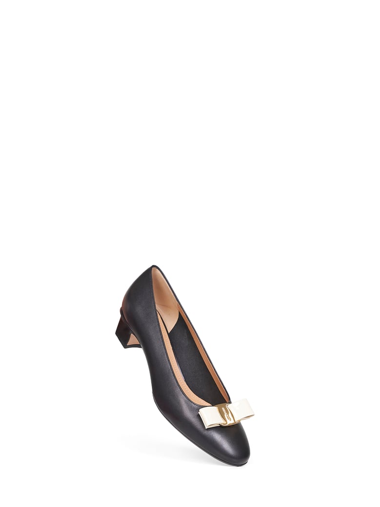 black and mascarpone leather vara bow pumps by Selfnex