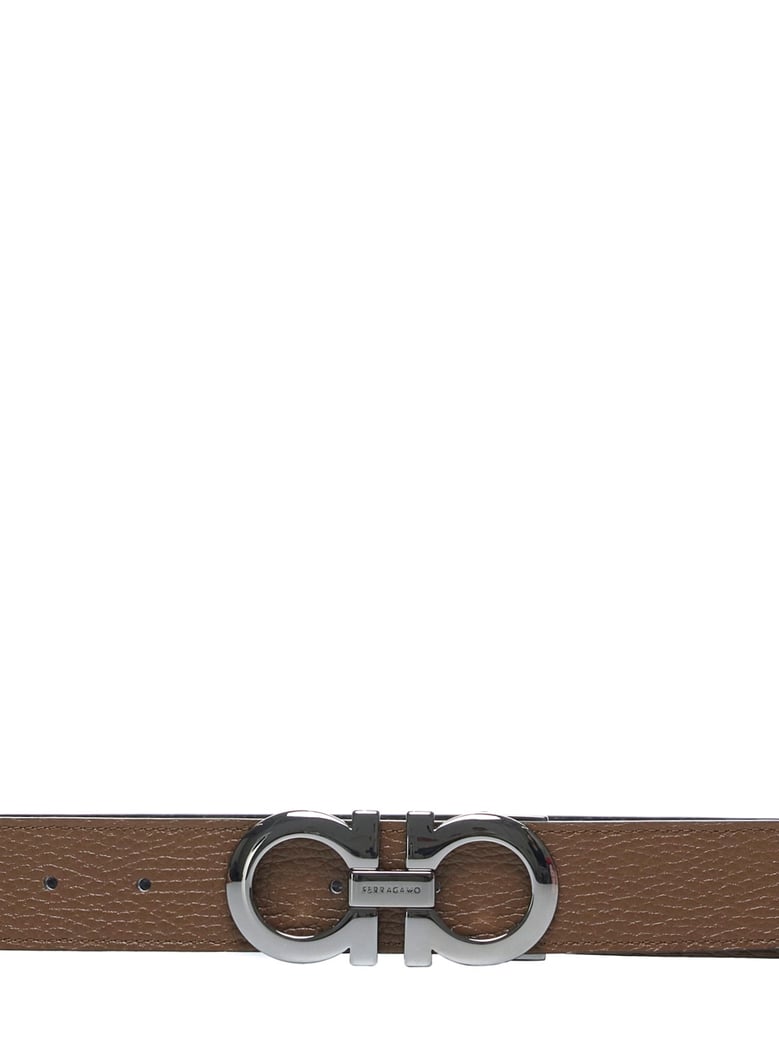 reversible leather belt with gancini logo by Selfnex