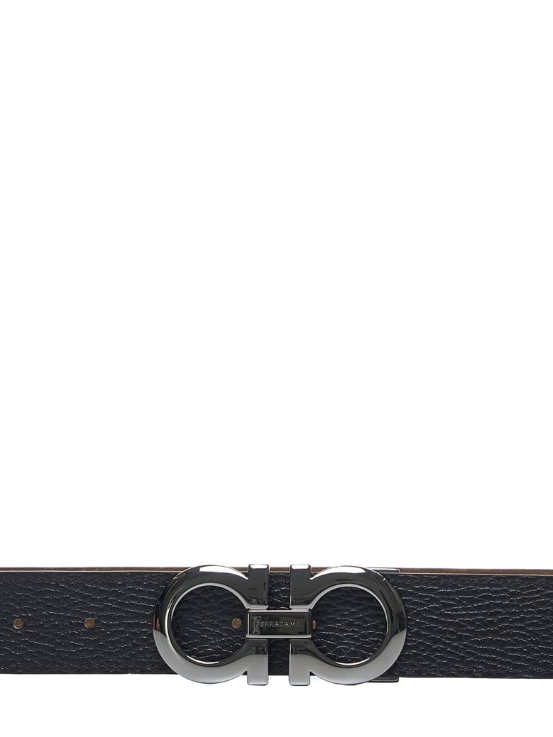 reversible leather belt with gancini logo by Selfnex