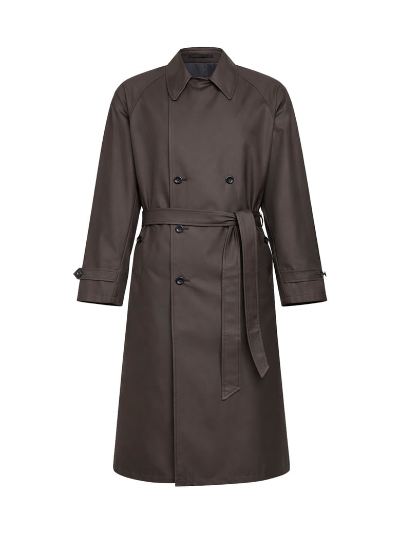 trench coat silk-blend twill brown by Selfnex