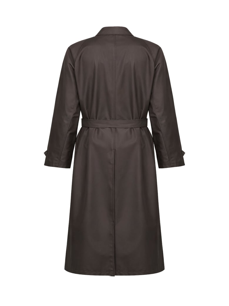 trench coat silk-blend twill brown by Selfnex