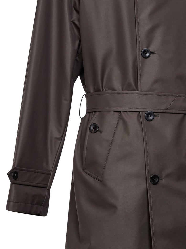 trench coat silk-blend twill brown by Selfnex