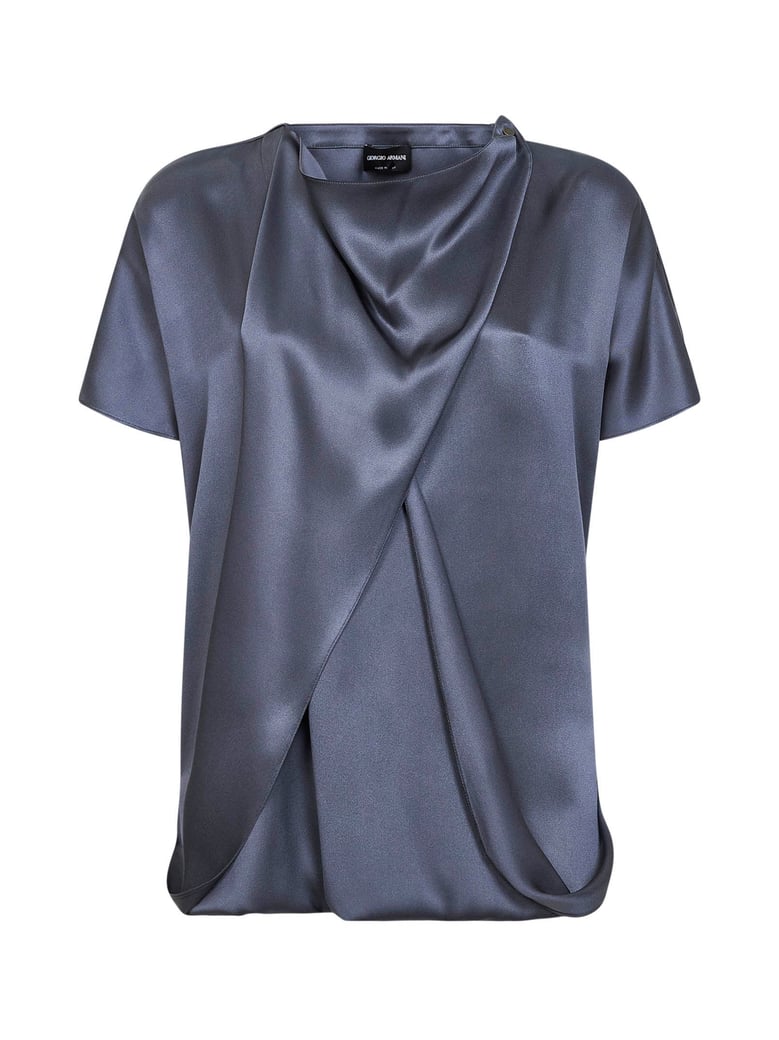 silk satin blouse light blue by Selfnex