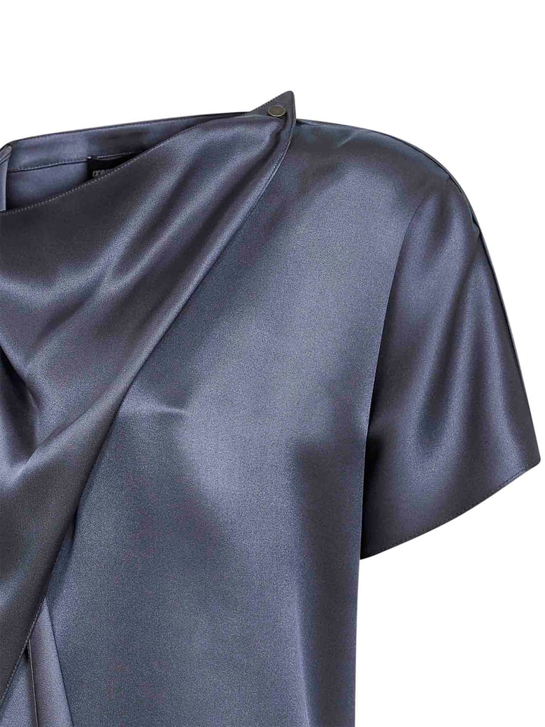 silk satin blouse light blue by Selfnex