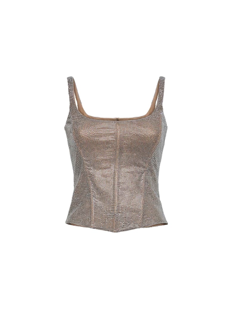 silver crystal bustier top by Selfnex