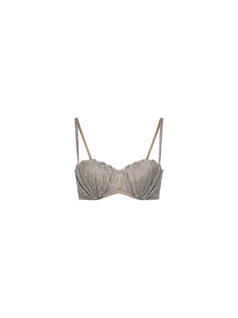 silver crystal balconette bra by Selfnex