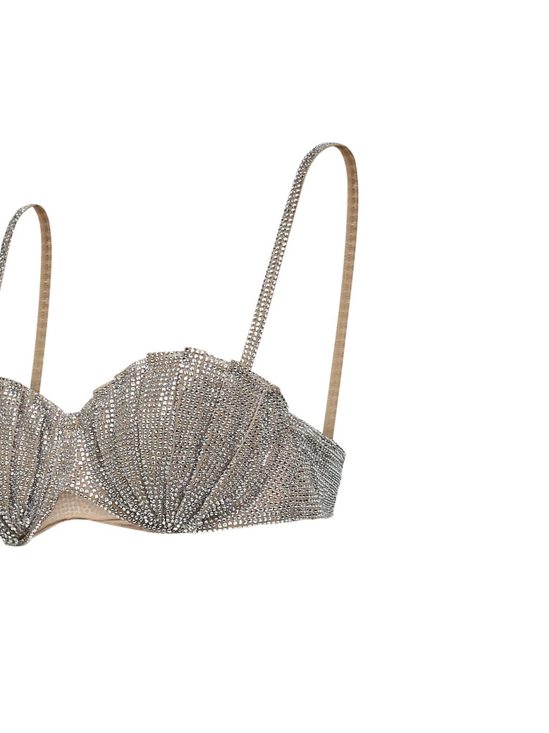 silver crystal balconette bra by Selfnex