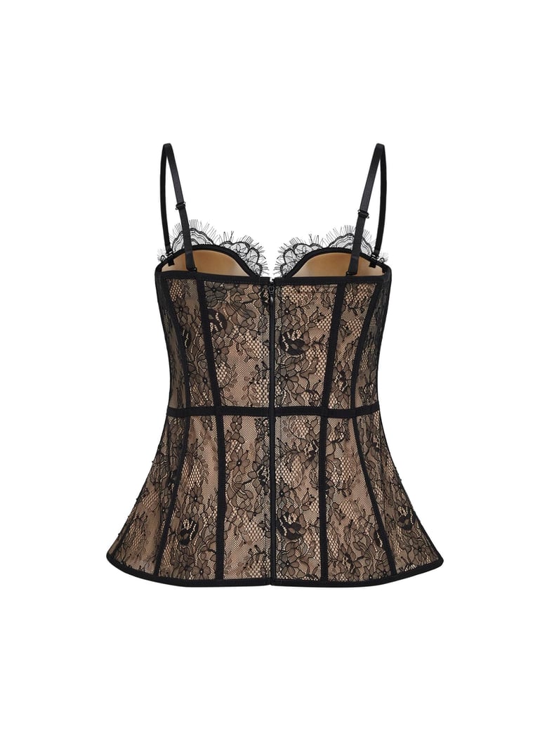 black lace peplum bustier top by Selfnex