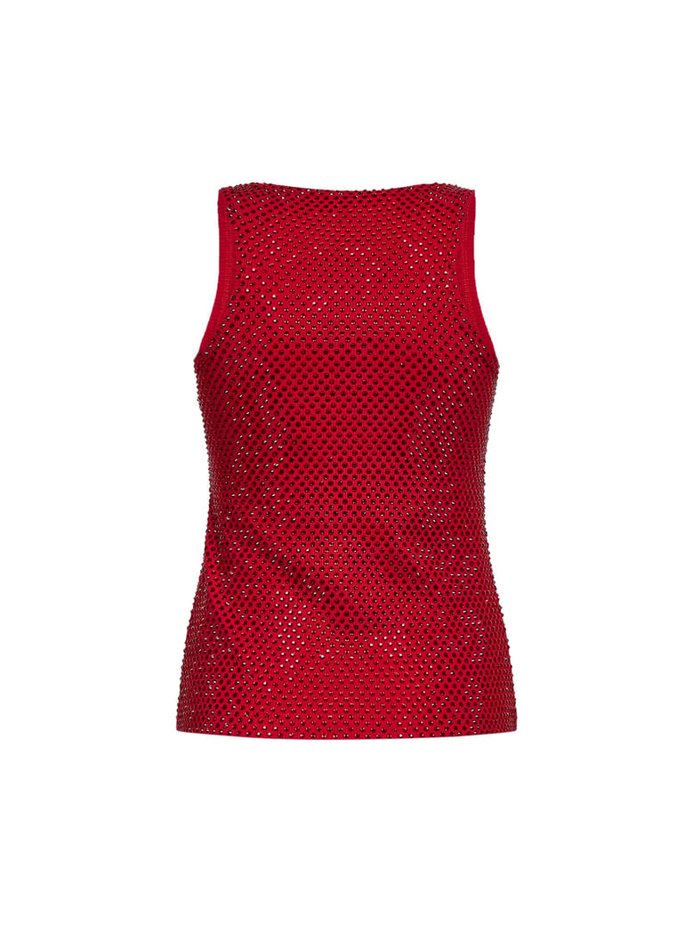 tank top crystal-embellished red cotton by Selfnex