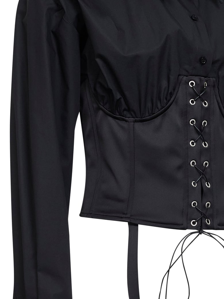 shirt cotton poplin bustier black by Selfnex