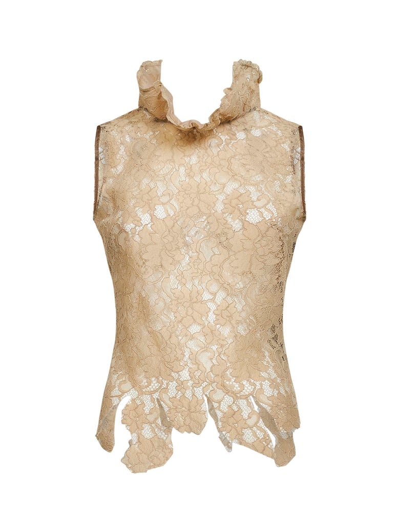 top asymmetric lace ivory by Selfnex