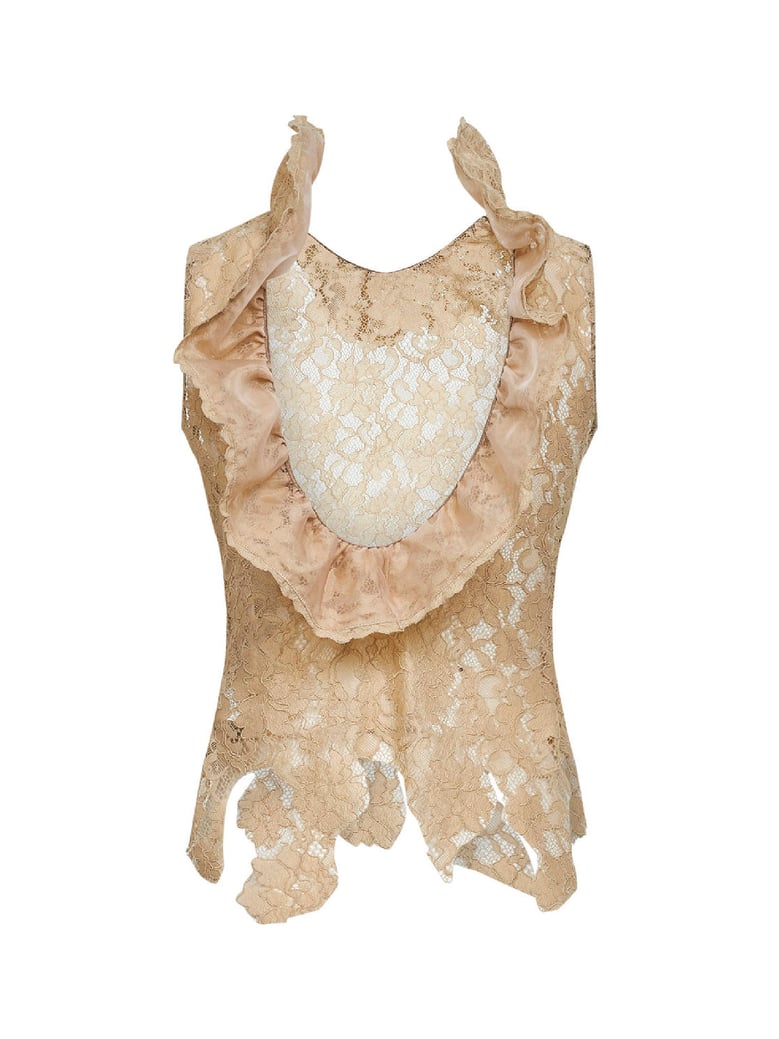 top asymmetric lace ivory by Selfnex