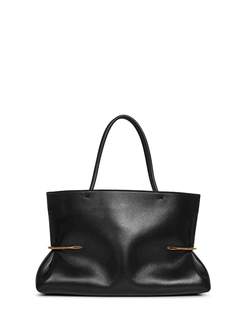 black pinch squeezed horizontal tote bag by Selfnex