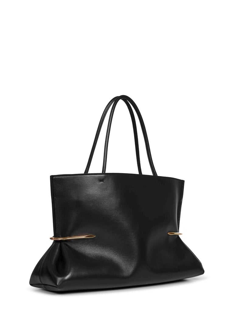 black pinch squeezed horizontal tote bag by Selfnex