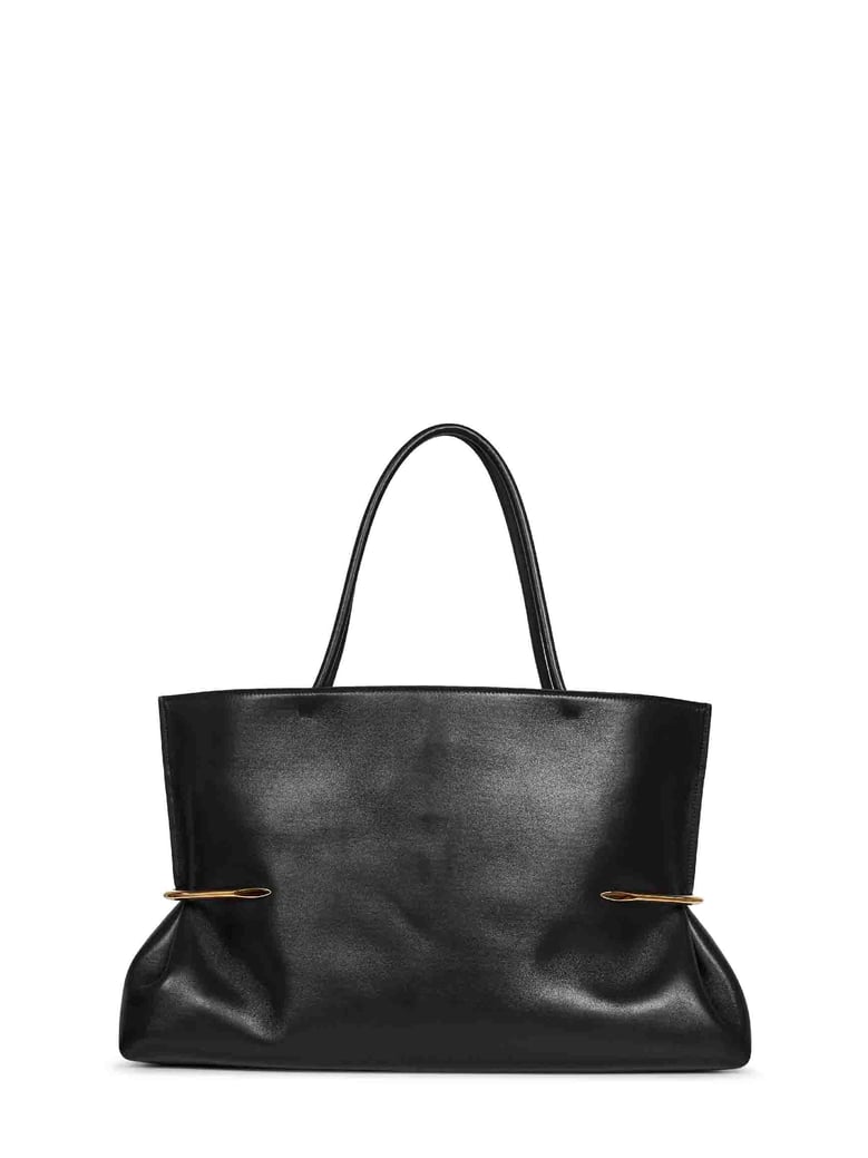 black pinch squeezed horizontal tote bag by Selfnex