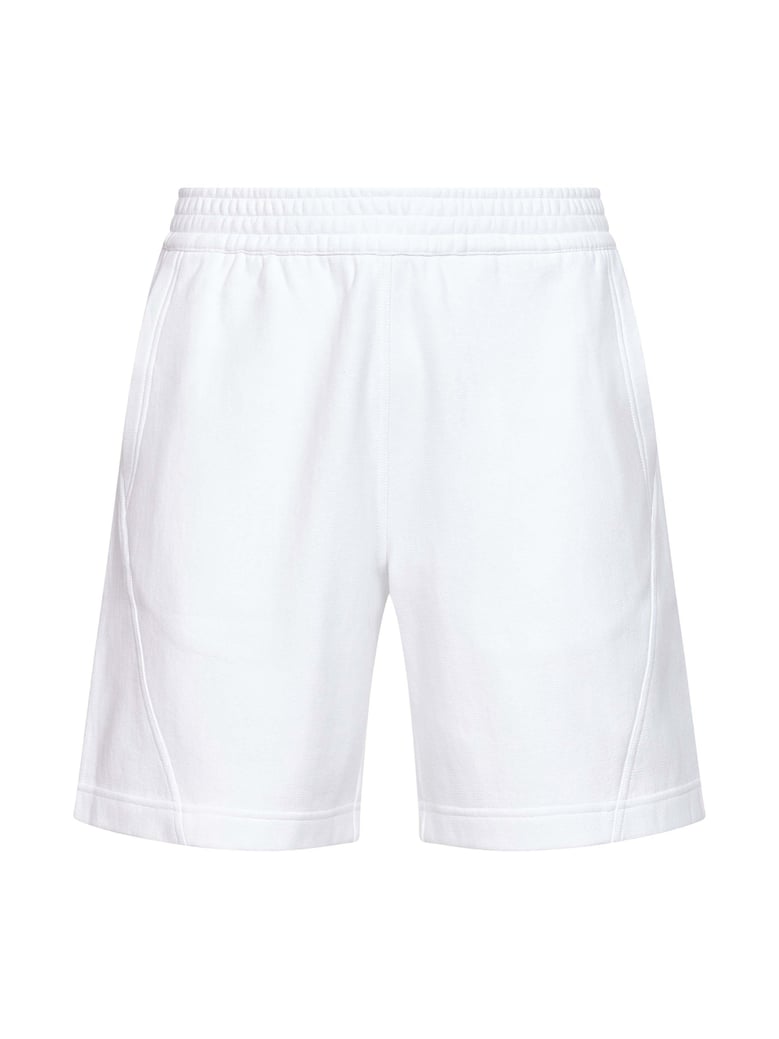 white brushed cotton couture seam bermuda shorts by Selfnex
