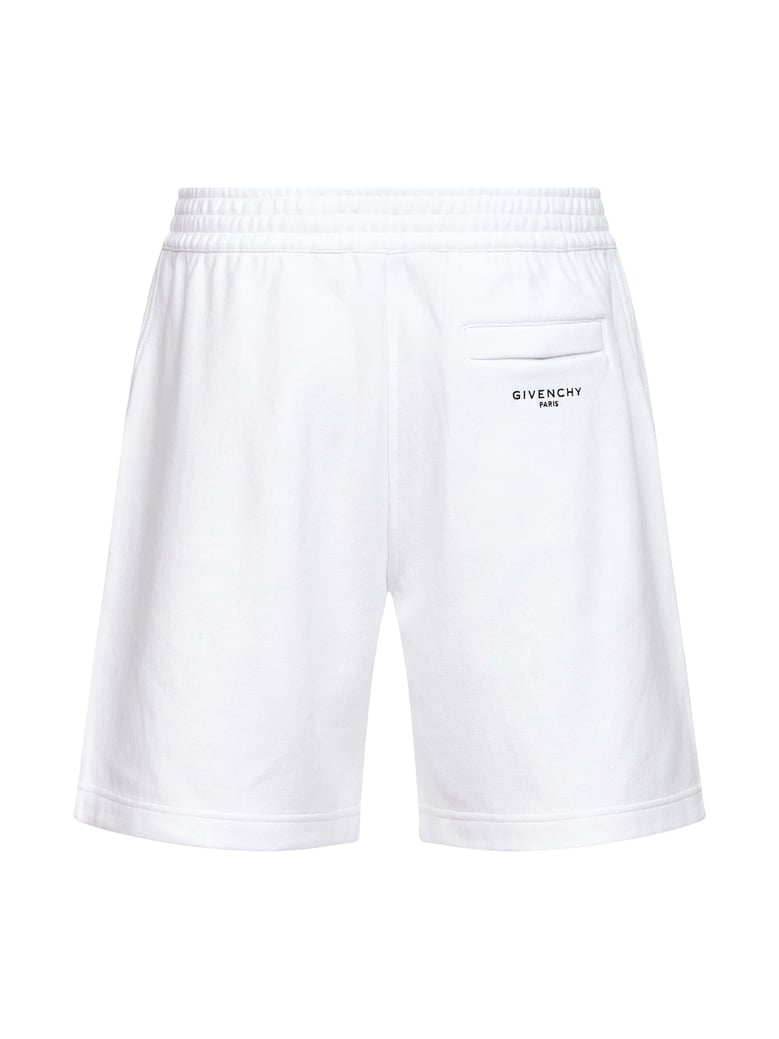 white brushed cotton couture seam bermuda shorts by Selfnex