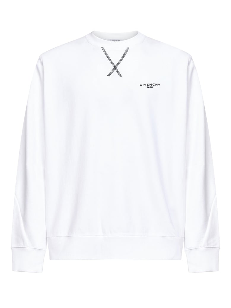 white brushed cotton couture seam sweatshirt by Selfnex