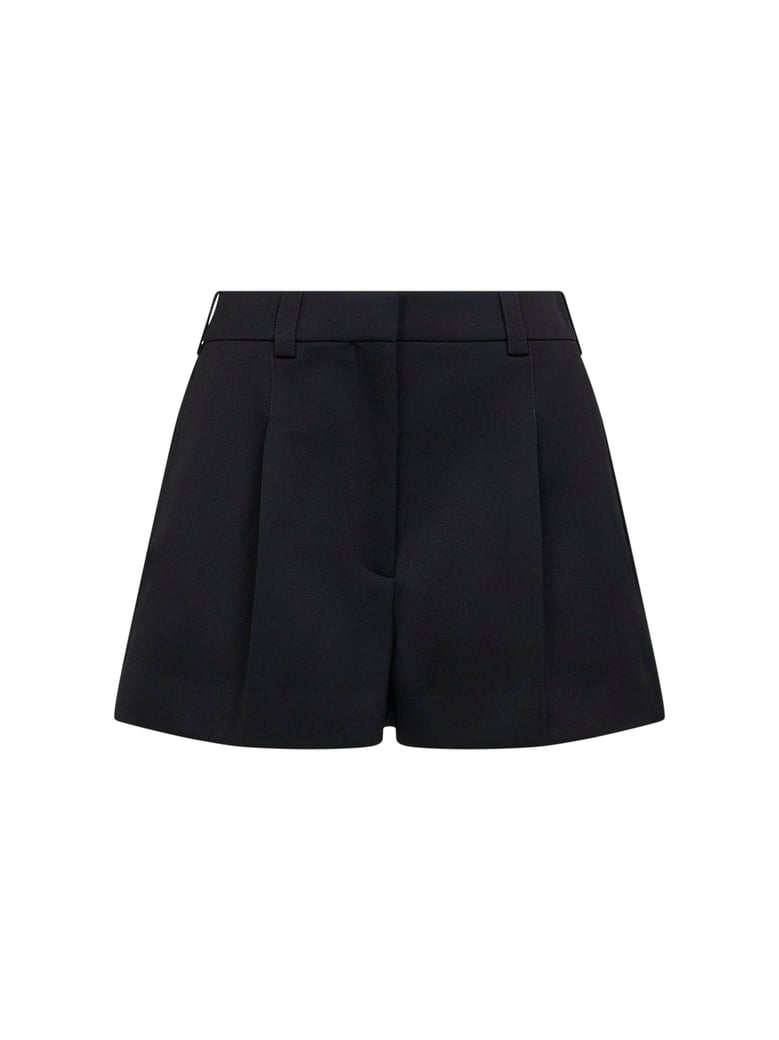black grain de poudre wool one-pleat shorts by Selfnex