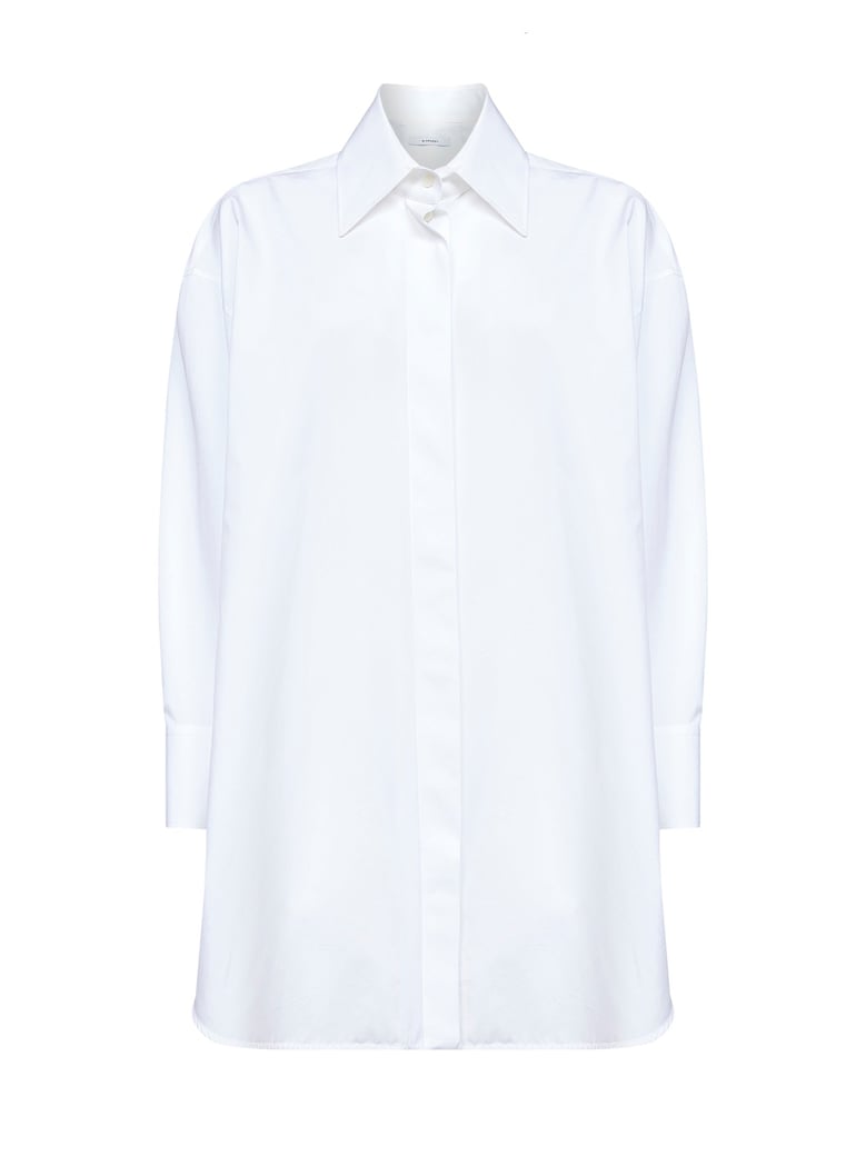 white poplin asymmetric shirt by Selfnex