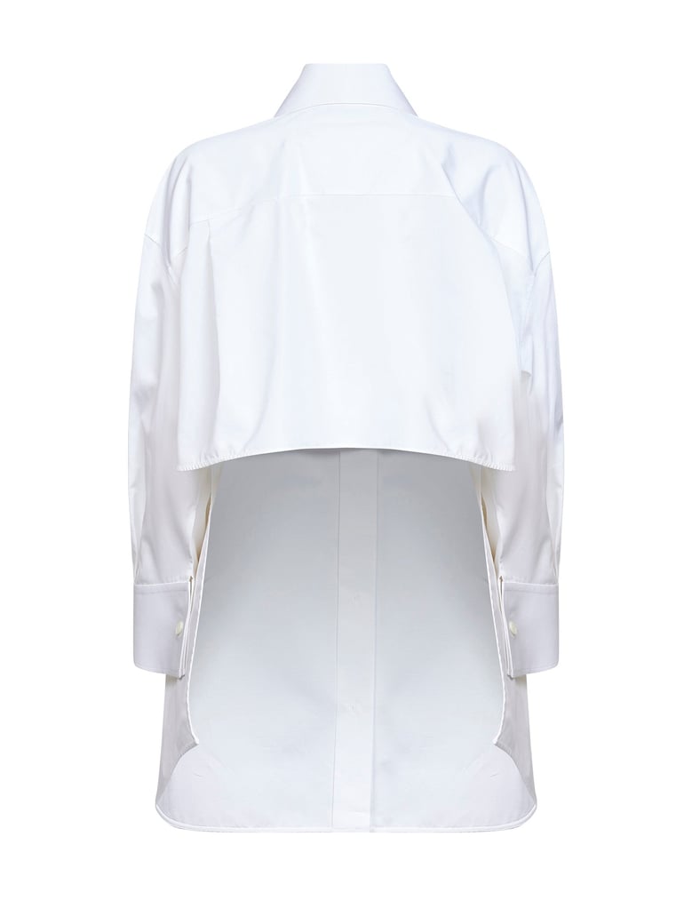 white poplin asymmetric shirt by Selfnex