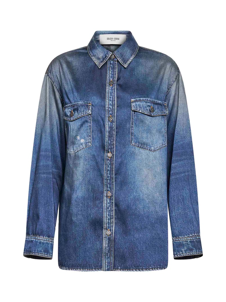 shirt oversized denim-print blue by Selfnex